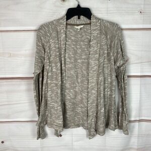 Sonoma Sweater Womens M Brown White Open Front Cardigan Marl Knit Long Sleeve